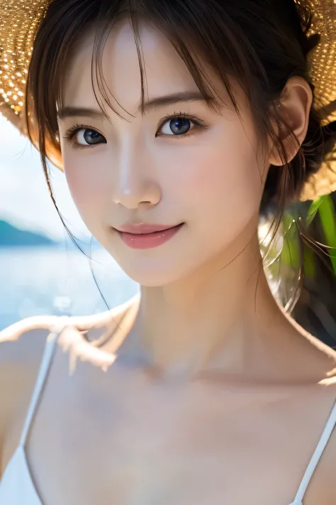 beautiful girl, (highest quality:1.4), (very detailed), (very detailed美しい顔), smile, (baby face:1.3), swimwear, the beauty of jap...