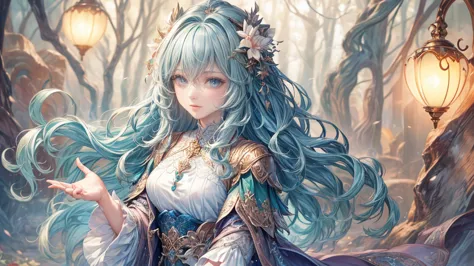 (highest quality:1.4),(masterpiece:1.4),very detailed,8k,cg,beautifully,upper body,,thumb girl,green eyes, little princess,loose...