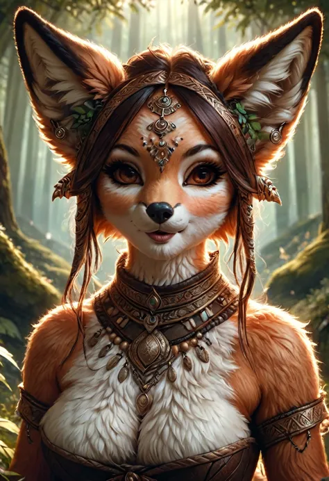 Anthropomorphic feminine fox-satyr enchantress. Official Art – An Award-Winning Digital Masterpiece In 4K Ultra HD, Extreme Deta...