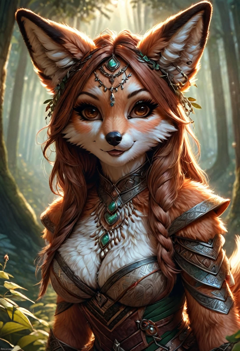 Anthropomorphic feminine fox-satyr enchantress. Official Art – An Award-Winning Digital Masterpiece In 4K Ultra HD, Extreme Detail And Intricate Realism. Symmetrical Face. This Concept Art Brought To Life By The Hands Of Artists Like Wlop & Artgerm In A Stunning 2D Vector Illustration. Background Is A Panoramic Vista.
