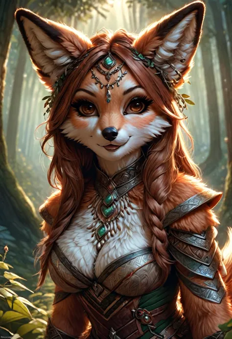 anthropomorphic feminine fox-satyr enchantress. official art – an award-winning digital masterpiece in 4k ultra hd, extreme deta...