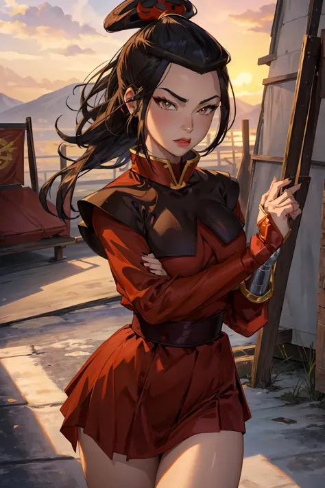 beautiful, masterpiece, best quality, extremely detailed face, perfect  lighting, cowboy shot, 1girl, azula, the perfect body, t...