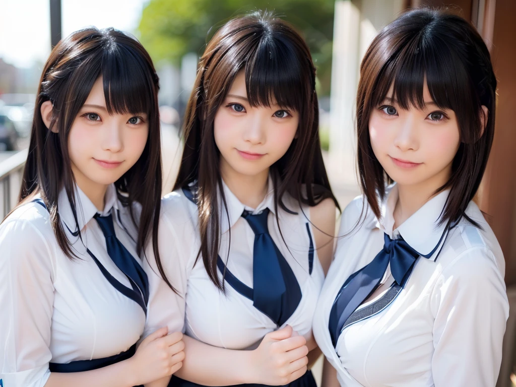 (((Highest quality, Ultra-high resolution, Realistic, RAW Photos, 8k, Real photograph: 1.6))), (((日本人high school girl, 16yo))) , Beautiful detailed, Beautiful Face, (((Cute Smile))), Japanese beautiful skin, (((Black Hair, Semi-long hair))), (((Summer Girls' School Uniform))), (((White shirt, Blue check mini skirt))), (((Big Breasts: 1.5))), Super Real, Soft Light, ((((((((((high school girl, Very detailed, Doppelganger))))))))), (((((6+girls: 1.99))))), (((((high school girl, Very detailed, perfect identical faces, Perfect identical height, Perfect matching outfit, Perfect matching hairstyle, 完璧な同じBig Breasts: 1.99))))), (((100人のhigh school girl: 1.6))), (((high school girlのみ))), ((((100人high school girlに囲まれる)))), ((10,000 people, 数百万人のhigh school girlが集まる)), (Full body photo), ((extensiive, congestion, Intensive)), (((city park, high and wide view)))