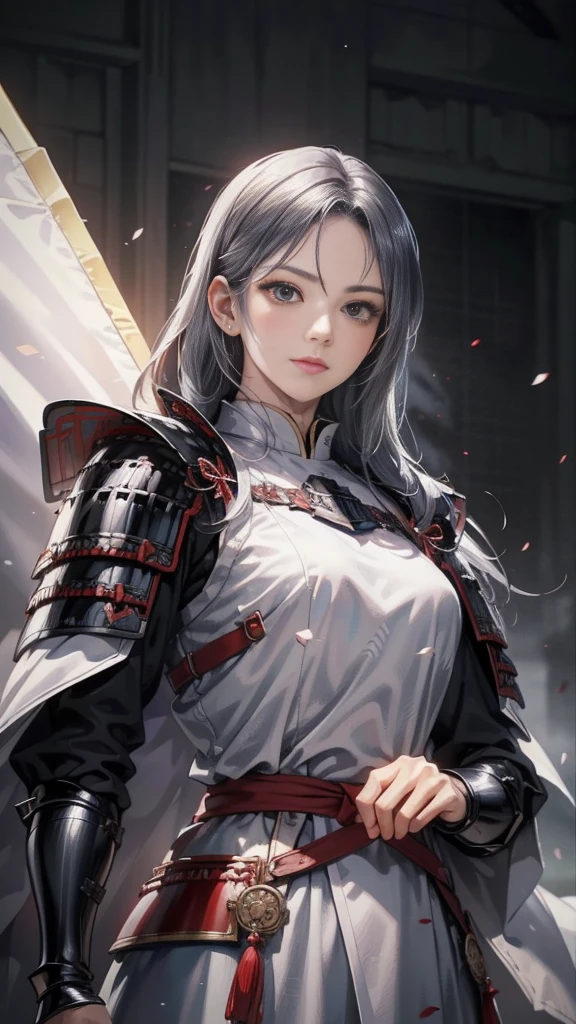 Black Hair：1.3, Amazing character art, ((Silver Knight Armor:1.3 )),((Pure white background)), 3d rendering character art 8k, Handsome，Beautiful female knight, 2. 5D CGI Anime Fantasy Artwork, Detailed digital art, Very nice work of art, Fan Art Best Art Station, (Red velvet long cape),(Stretch your open hand forward:1.3), (Hands on hips),(on stage:1.2),((From below)),Eyes looking into the distance,(A female general gives orders to her soldiers:1.3),Muscular,(samurai:1.2),Confident，An inappropriate smile，teasing，Overbearing