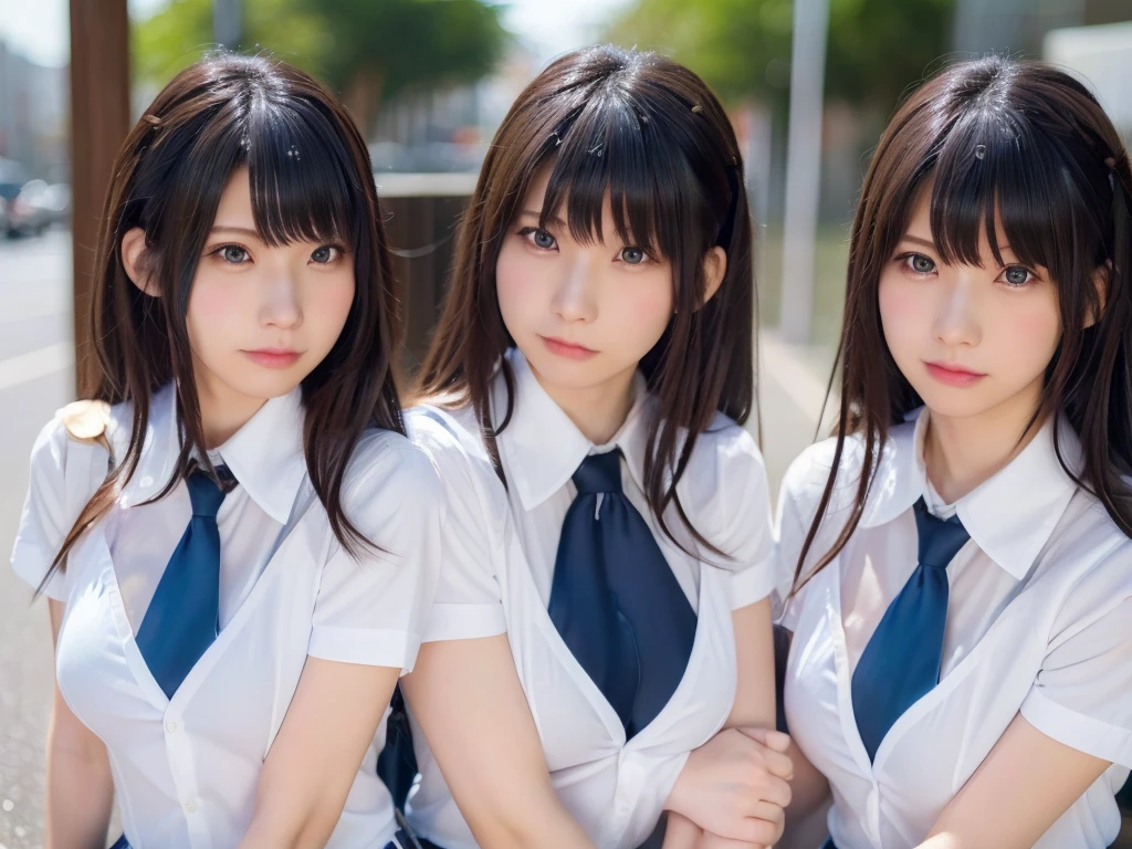 (((Highest quality, Ultra-high resolution, Realistic, RAW Photos, 8k, Real photograph: 1.6))), (((日本人high school girl, 16yo))) , Beautiful detailed, Beautiful Face, (((Cute Smile))), Japanese beautiful skin, (((Black Hair, Semi-long hair))), (((Summer Girls' School Uniform))), (((White shirt, Blue check mini skirt))), (((Big Breasts: 1.5))), Super Real, Soft Light, {{{{{high school girl, Extremely detailed depiction, Doppelganger}}}}}, {{{6+girls: 1.99}}}, {{{high school girl, Very detailed, perfect identical faces, Perfect identical height, Perfect matching outfit, Perfect matching hairstyle, 完璧な同じBig Breasts: 1.99}}}, (((100人のhigh school girl: 1.6))), (((high school girlのみ))), ((((100人high school girlに囲まれる)))), ((10,000 people, 数百万人のhigh school girlが集まる)), (Full body photo), ((extensiive, congestion, Intensive)), (((city park, high and wide view)))