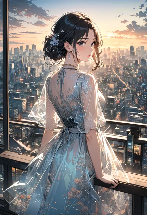 double exposure of a beautiful and delicate lady(face clear and perfect)image，the backdrop is a hyper-detailed tokyo city perfec...