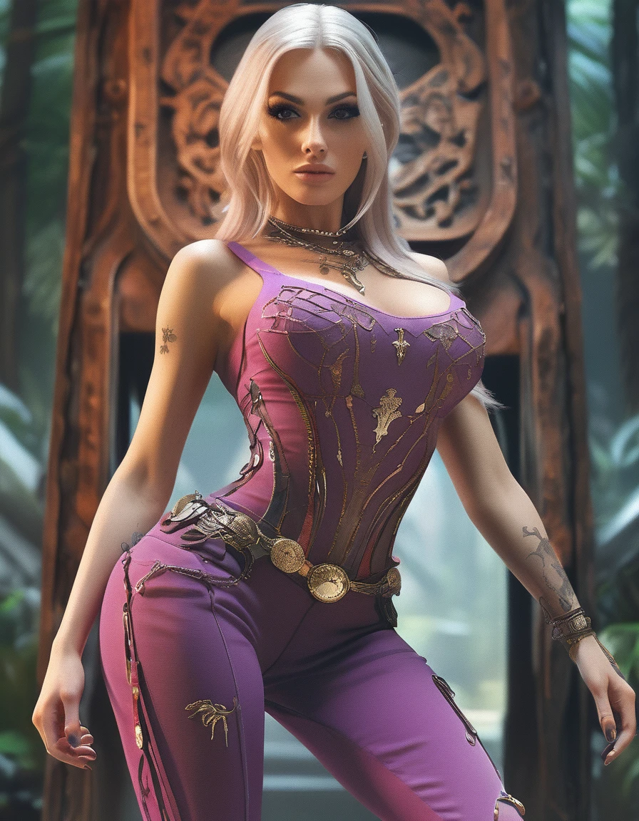 rlystylr woman , high quality, masterpiece, gorgeous, cinematic, dramatic ambient, highly detailed, very cool, sharp focus, intricate, vibrant, color, massive breasts, full body,