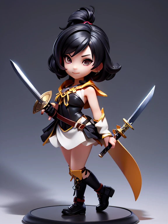 Little, Little figure, woman, Large sword, Black Hair, Dark fantasy, Get Ready