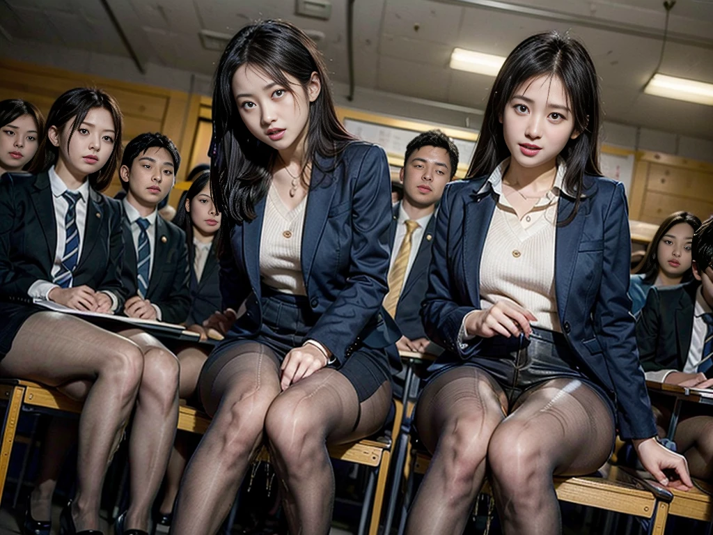 Female teacher pisses、Female teacher urinates at student graduation ceremony、Pee leak、peeing herself、A lot of pee、From below、Gaze at the audience、Black Suit、mini skirt、pantyhose、High heels、Perfect figure、Very beautiful、Japanese elementary school teacher、学校の体育館で卒業式を取り行っている最中に女教師がPee leak、A female teacher is surrounded by students、Shy expression、Ecstatic expression