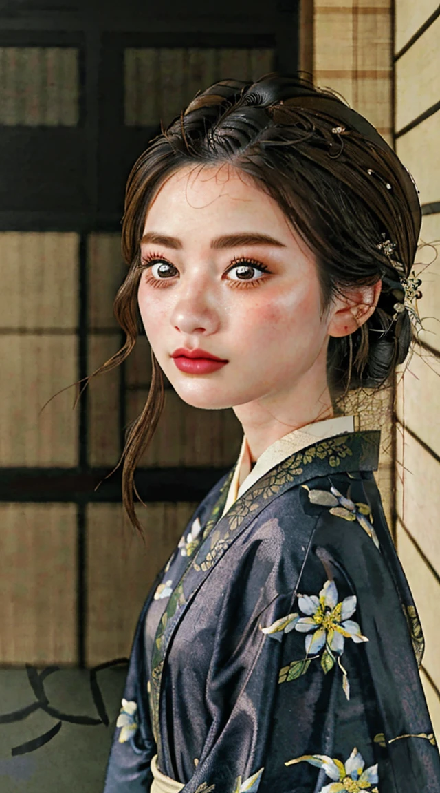 A slit-mouthed woman, extremely detailed, beautiful detailed eyes, beautiful detailed lips, extremely detailed face, long eyelashes, beautiful kimono, mysterious expression, Edo period, Japanese urban legend, photorealistic, 8K, masterpiece, ultra-detailed, (best quality:1.2), (realistic:1.37), (photo-realistic:1.37), cinematic lighting, moody lighting, dramatic shadows, muted color palette, traditional Japanese art style, highly detailed, hyper-realistic, film grain, cinematic composition