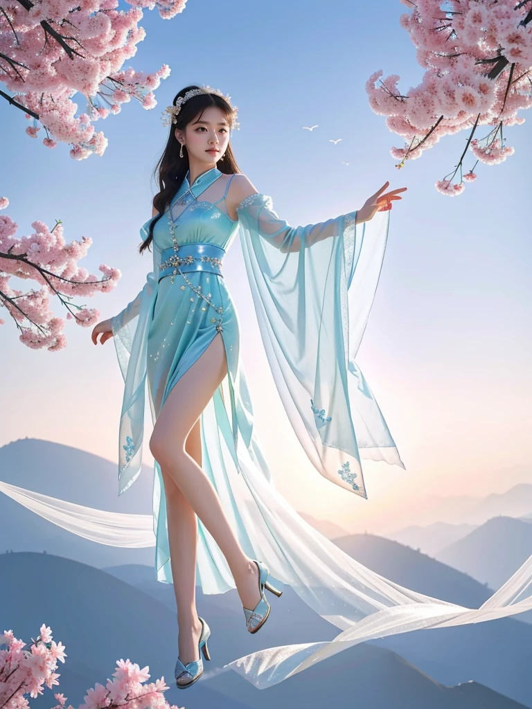 Chinese goddess，Appearances of Seven Chinese Fairies，drift，Her dress is