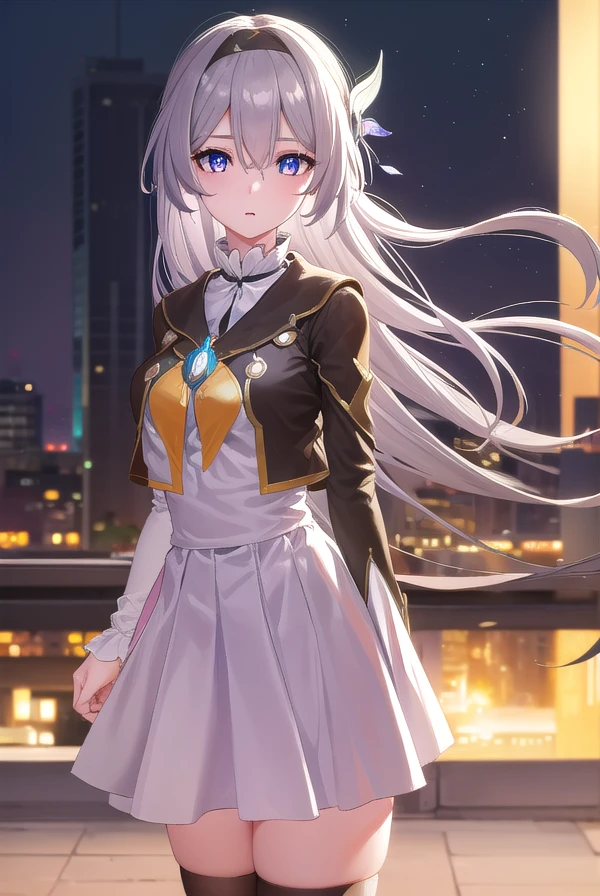 honkaifirefly, firefly, (purple eyes:1.3), grey hair, butterfly hair ornament, hair ornament, hair intakes, long hair, (bright pupils:1.5),
BREAK black socks, blue dress, blue socks, dress, shoes, socks, two-tone dress, two-tone socks, white dress, long sleeves, hair band,
BREAK outdoors,
BREAK looking at viewer, (cowboy shot:1.5),
BREAK (masterpiece:1.2), best quality, high resolution, unity 8k wallpaper, (illustration:0.8), (beautiful detailed eyes:1.6), extremely detailed face, perfect lighting, extremely detailed CG, (perfect hands, perfect anatomy),