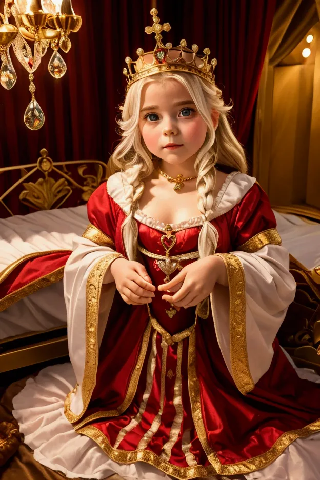 the little queen of hearts in her crib in her room.