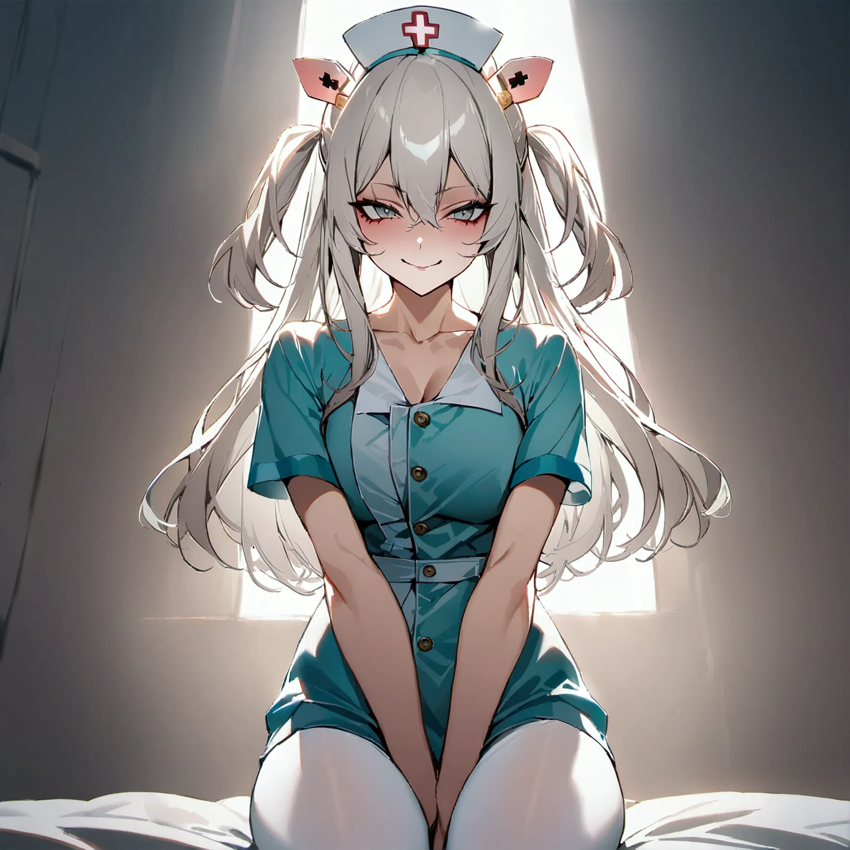 nsfw,masterpiece,highest quality,high resolution,super detailed,shishirabotan\(hololive\),long hair、two side up,(((simple nurse ...