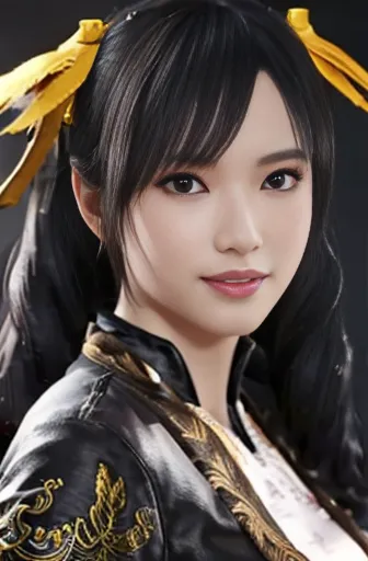 tekken xiaoyu,work of art、1 kawaii girl、high school student from 、ssmile,thin eyes、swollen eyes、clear exterior,bright center、hig...