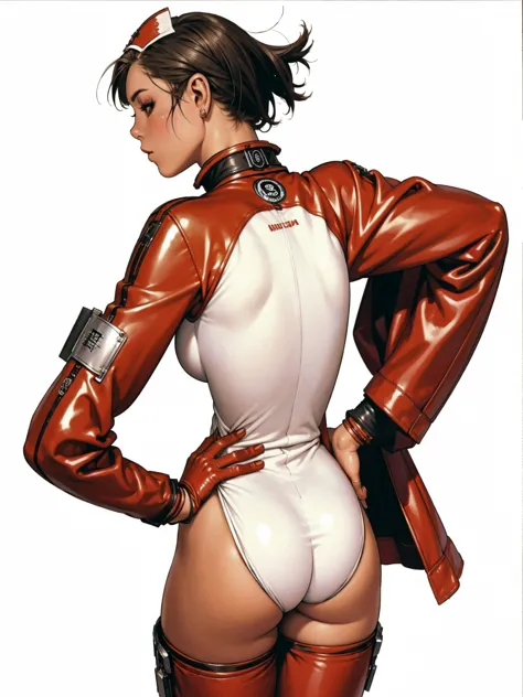 (((back view))), (((perfect ass))), (best qualityer))), (((manga strokes))), (((short arms))), ((( red latex nurse suit ))), (((...