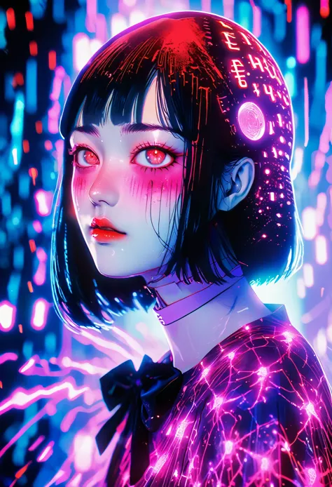 surreal horror, anime style, directed by junji ito, high contrast, vivid colors, eerie atmosphere, psychological tension, intric...