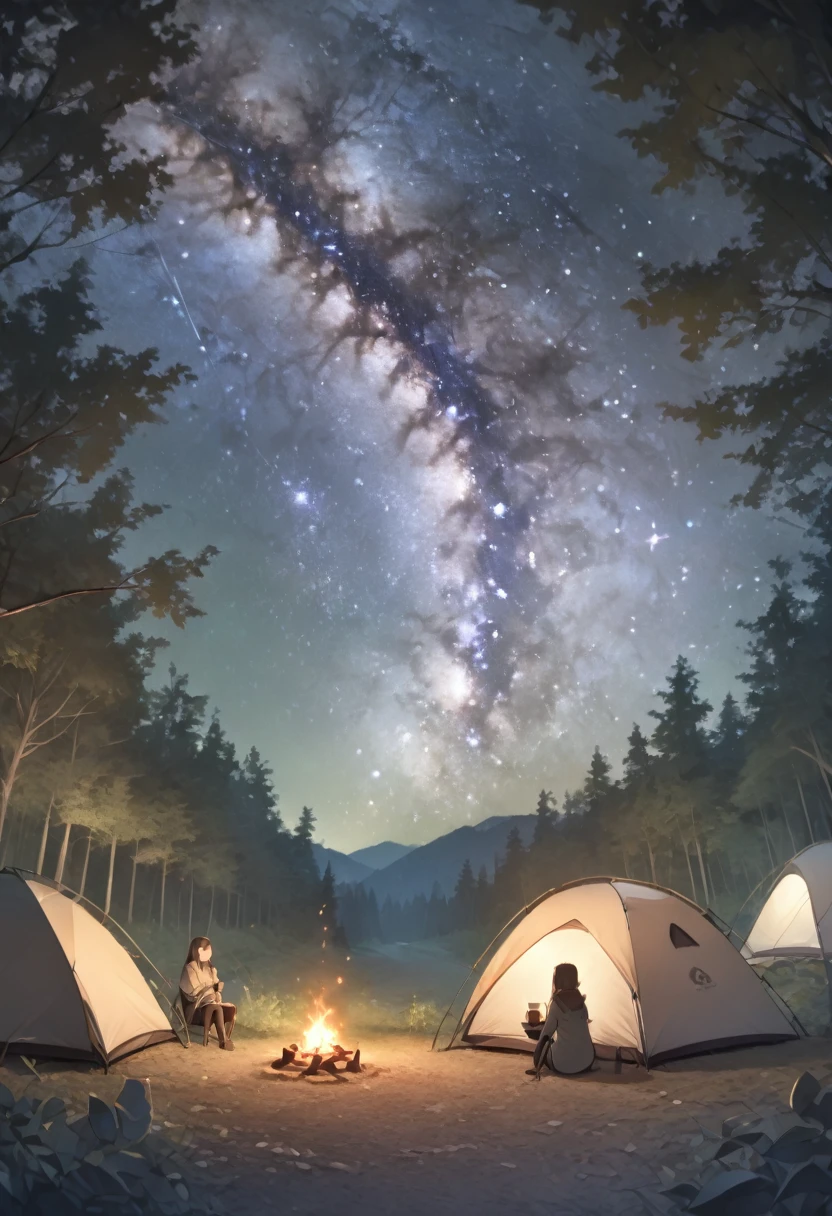 High definition、８Ｋ、Deep in the forest、Night Forest、Milky Way、Starry Sky、Camp out、Make coffee、Drink coffee、View from afar