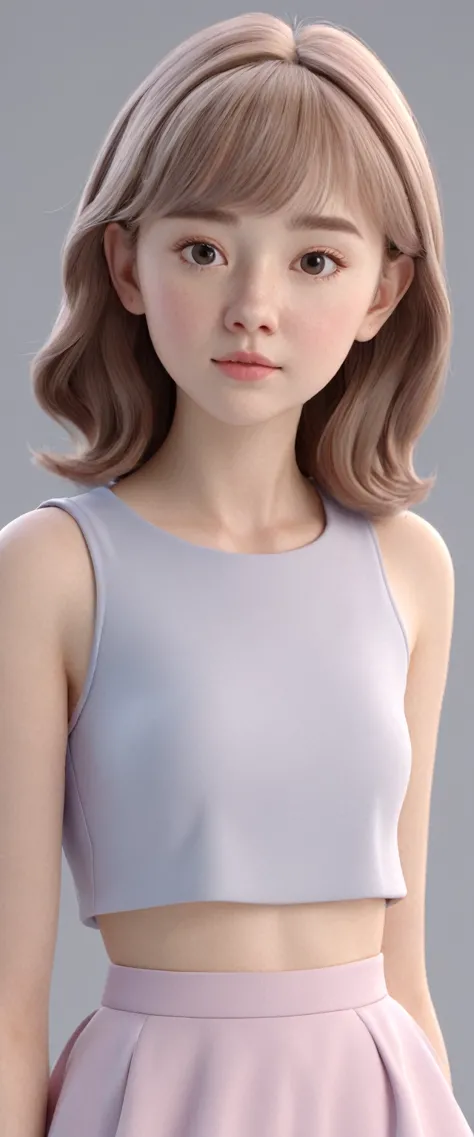 delicate 3d pvc model of cute young girl, looking at viewer, soft smooth lighting, with soft pastel colors, 3d icon clay render,...