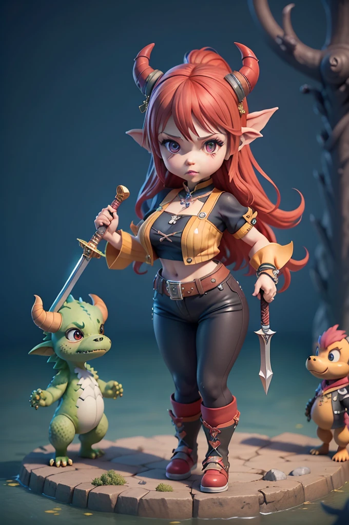 character, mic, long-sleeved blouse with black and white stripes, , different colors, Small shorts or legging pants, small waist, corpo mic, blouse with stripes, CG, striped shirt, striped sock, based on ((kingdom hearts)), (kingdom hearts), without a hat, colourful hair,  takes bowser, ((striped shirt)), subsurface alta, hight subsurface, occlusion environment, big sword in hand, greatsword, carrying sword, segurando greatsword, skin natural, ((large video game decorations)), Sword and shield, ((castlevania)), dark animals in the background, dark dolls in the scene, monsters in the scene, Panning, (very big tits),  dark theme, mask covering the mouth, monsters in the background, character in the center of the scene, diffuse color blue, dark blue color, detailed, sensual ao extremo, full body, creatures in around, ((demons and dragons)),((demons and dragons)),((só de calcinha)),((lingeriee)),((sucubos))