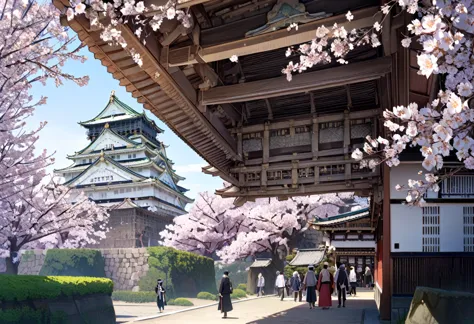 masterpiece, highest quality, so beautiful, absurd,
nagoya castle, scenery, cherry blossoms, null, outdoor, wood, architecture, ...