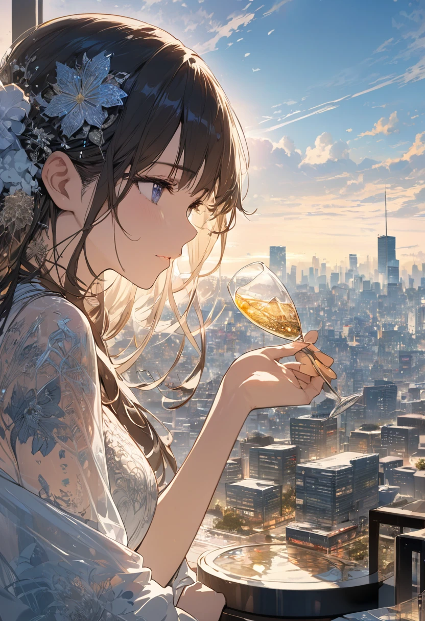    Double exposure of a beautiful and delicate lady(Face clear and perfect)Image，The backdrop is a hyper-detailed tokyo city perfect for, Beautifully, Intricate illustrations, art work concept art work masterpiece, best quality, Super detailed, HD