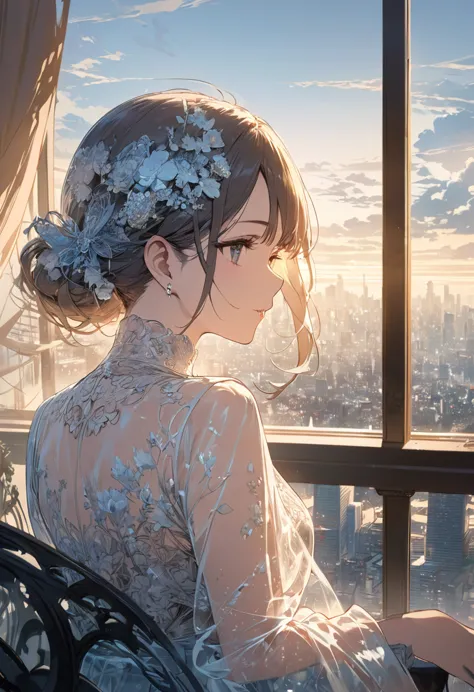 double exposure of a beautiful and delicate lady(face clear and perfect)image，the backdrop is a hyper-detailed tokyo city perfec...