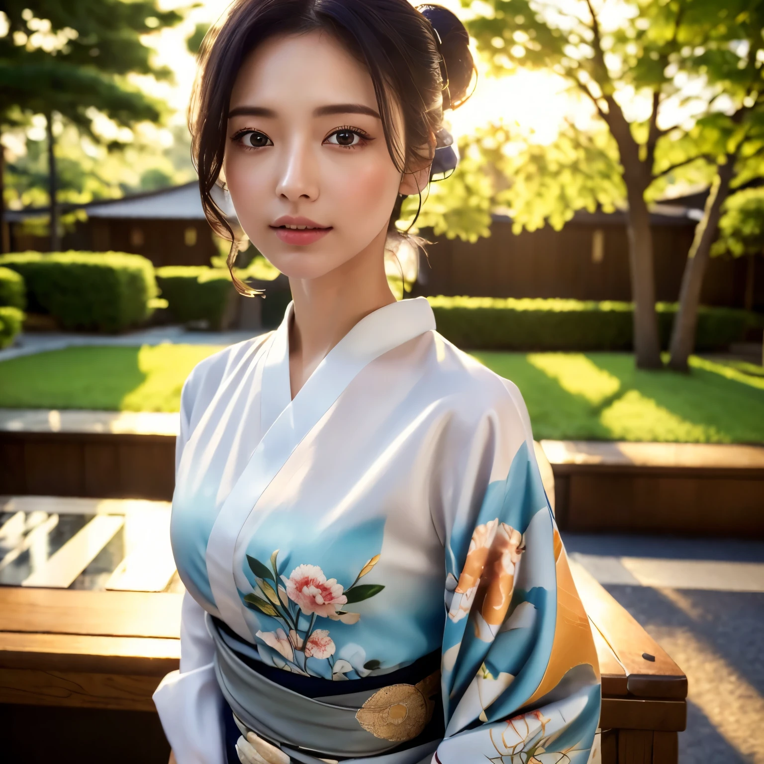 Updo,kimono,(Photorealistic:1.4), (Top image quality:1.0), (超High resolution:1.0), 8k, Raw photography, (masterpiece:0.2), (Pure Eros Face_v1:0.5)、(最高quality Detail:1.2)、Realisticな、8k ウルトラHD、High resolution、(One Girl:1.2)、超detailedな、High quality textures、Intricate details、detailed、非常detailedなCG、High quality shadows、detailed 美しく繊細な顔、detailed 美しく繊細な目、Depth of written boundary、Ray Tracing,One Girl, Of Japanese, cute, Beautiful Skin, Look forward,please sit down, Sit up straight「thank you」says,Put your hands together gracefully,The land of Japan smiling faintly,Japanese garden,Luxurious Japanese-style room, Sky Porn, Magic Hour, (Realistic:1.3), 細かくdetailedなプッシー, quality, (Tabletop:1.2), (Photorealisticです:1.2), (最高quality), (複雑なdetailed), dramatic, Ray Tracing, photograph, +roller