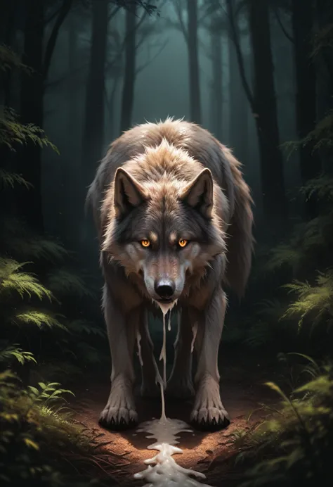 realistic, detailed, masterpiece, soft light, pov, (fisheye effect), animal, animal anatomy, hind legs, male wolf, paws, wolf le...