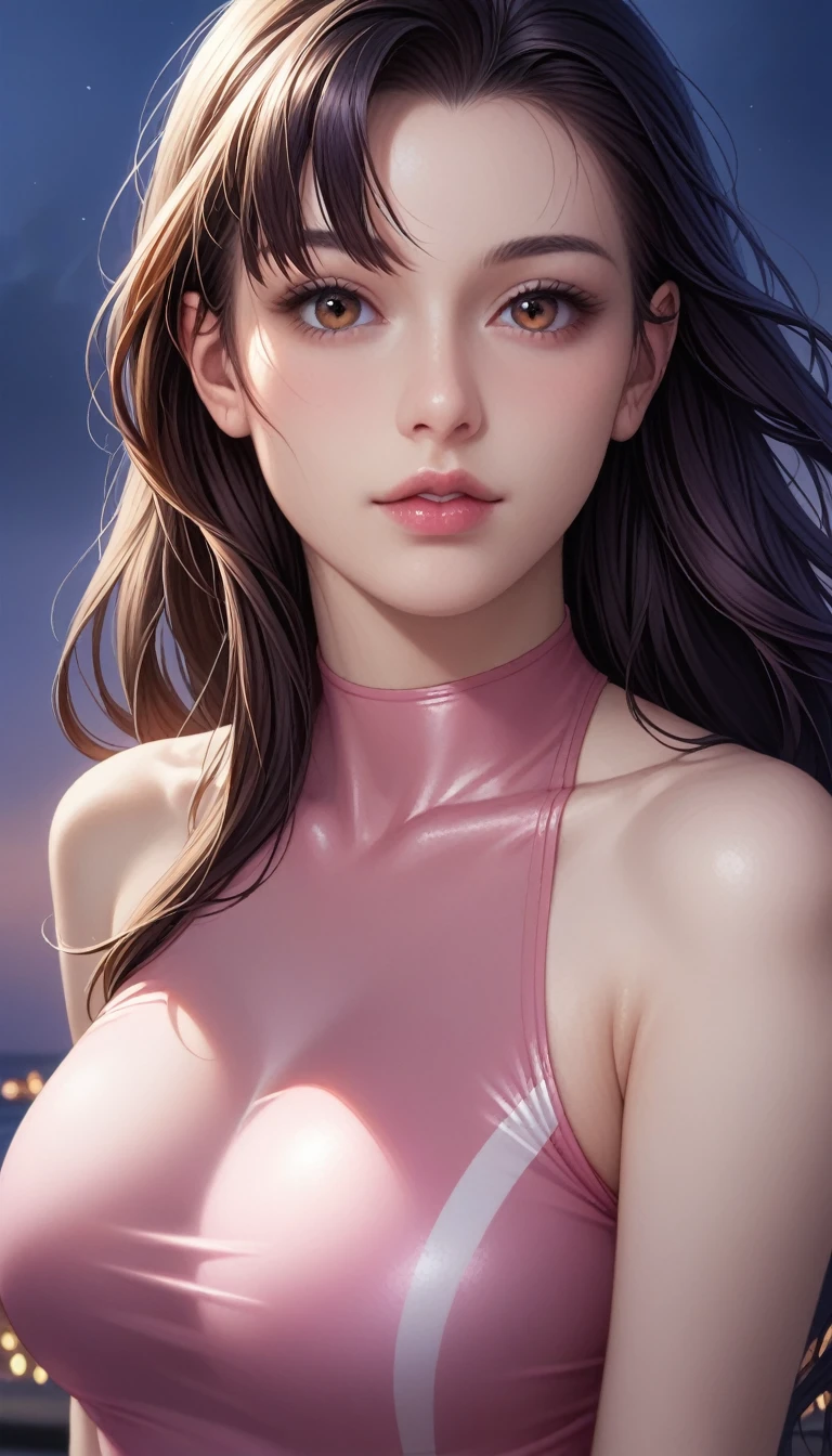 score_9, score_8_superior, score_7_superior, High-resolution CG illustration,A masterpiece in 32K resolution,Highest quality,it is really amazing,Very detailed,Ultra-high resolution,Ultra-realistic,Realistic,Increased depth of field,Cinematic lighting,
Sexy mature Japan woman,
Straight long hair with black hair,Ultra-detailed and beautiful face,Calm and gentle look,Beautiful brown eyes,Translucent white skin,Realistic skin texture,Great proportions,
Sexy high leg swimsuit,
Artistic design,Chic color scheme,Detailed fabric texture,
Dark overcast sky on a dull night,Dark clouds filling the sky,Thundercloud,Coastline at night,Stormy seas,delay々A desolate sandy beach that continues,
Close-up of face,Cinematic Angle,