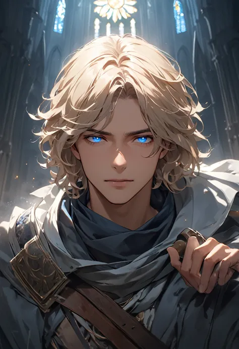 masterpiece, expressive eyes, perfect face, best quality, 1boy, male focus, solo focus, adult, fighter, echo knight, light blue ...