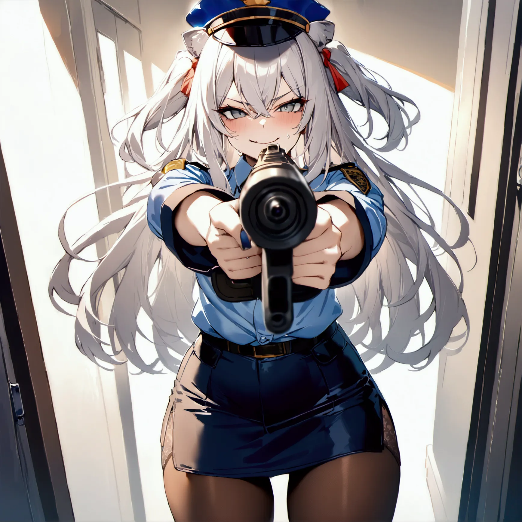 nsfw,masterpiece,highest quality,high resolution,super detailed,shishirabotan\(hololive\),long hair、two side up,(((police costum...