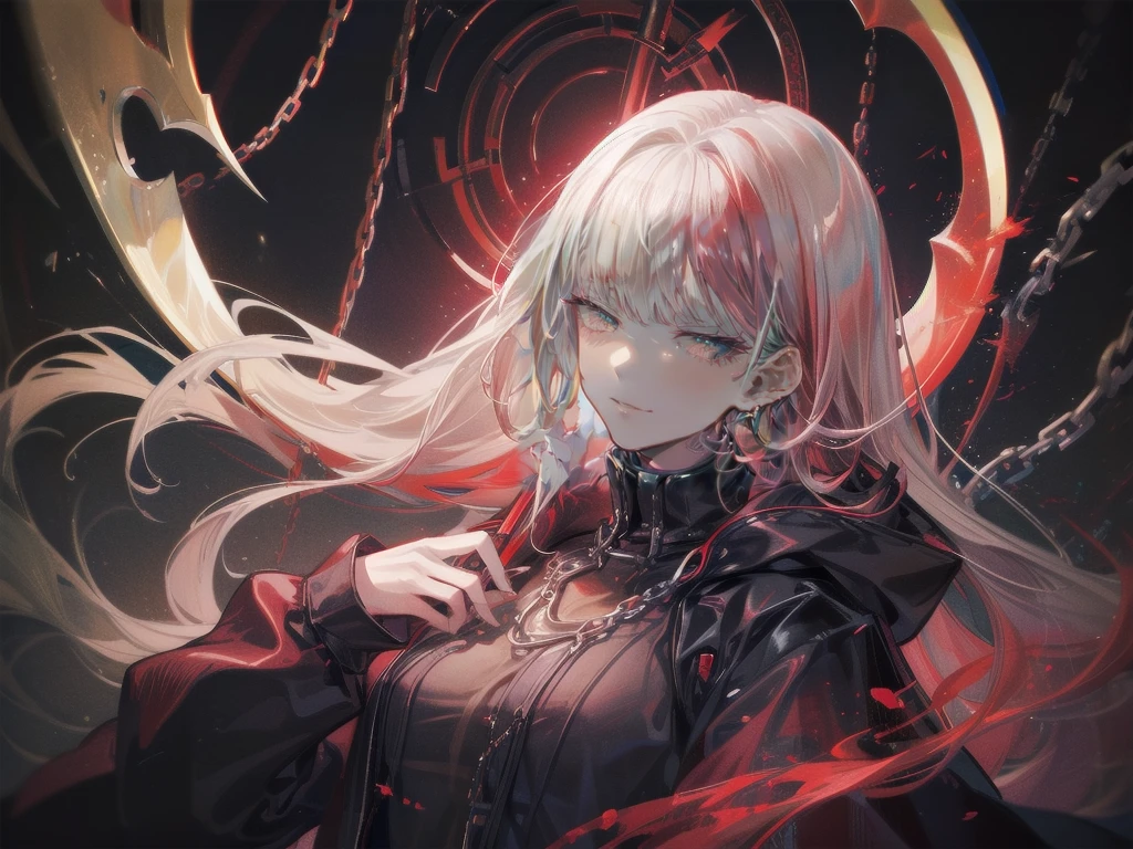 .(Highest quality,4K,High resolution,masterpiece:1.2),Very detailed,Realistic:1.37,Spooky altar background,Dark fantasy,Red color scheme,Ominous atmosphere,Eye-catching,Storytelling,anatomy,Anime Style,Concept Art,beautiful細部までこだわった顔と (((Red eyes ))),A terrifying ritual ,Satanic Ritual,Premature death,inappropriate behavior,クレイジーなsmile,Scythe Face,Girl Monster, beautiful, Delicate facial features, Sharp Eye, Sharp Fangs, pale skin, Thick chain, Dark Background, Cinema Lighting, Dramatic Shadows, Gothic style, Gloomy atmosphere, Dark fantasy, one person&#39;s, Please open your mouth wide, Open your mouth and baring your teeth,Sharp teeth like a beast, Wide lips, very wide mouth, Vermilion cheeks, ,(Blood splatter:1.4),Scary smile, smile,Angel Design, Twisted smile、Bloody、bleeding from the head,,,,,、Blood splatter、,(Blood splatter:1.4),skull,Horror Style, ((Fantasy Sweet Frilly Pink Costume)), ((flowing blonde hair)), ,(Blood splatter:1.4),Female curves, Sexy flat stomach, Perfect hands, Perfect anime face, (Pink tadress)), Are standing, ((邪悪なsmile)), ,(Blood splatter:1.4), Steam circulates, Moonlight Illumination, night lighting, (Blood splatter:1.6),アニメAngel Design, Twisted smile、Bloody、bleeding from the head,,,,,、Blood splatter、,(Blood splatter:1.4), skull,Gothic architecture、Western architecture、Fantasy World、,Victorian cities, Skeleton Gas Light,Absurd, High resolution、 ((Tabletop)), ((Highest quality)), (Very detailedな), ((Very detailed)), (beautiful), ((cute)), (NFSW:1.8), alone,(10 years old:1.6)、(world&#39;The most terrifying and creepy demon girl:1.5)beautiful face、Whole Body Ezbian、pale, Beautiful Skin、beautiful金の髪、Smiling Kindly、Dark building ruins、(snow white&#39;Frill dress:1.3)、(The dark ruins are stained with blood:1.3)、Low angle full body shot、(少女は血の海の中にAre standing:1.5)、(The ground is full of blood:1.3)、(The girl lost a lot of blood...:1.3)、(クレイジーなsmile:1.6)、Spirits、(Blood dripping from the mouth:1.3)、Create an image set with a photorealistic dark chapel, Illuminated only by moonlight, Featuring an anime-style character as the central figure. She is portrayed as an evil guru., She is wearing a jet black dress with a striking black veil., pale肌, And long black nails. Her eyes are bright red, Adding to her eerie presence. Pagan God々Surround her with symbols of, Integrating them into the dark chapel environment. リアルなチャペルと様式化されたアニメののコントラストが際Are standingはずです, Emphasizing the integration of various artistic mediums.
