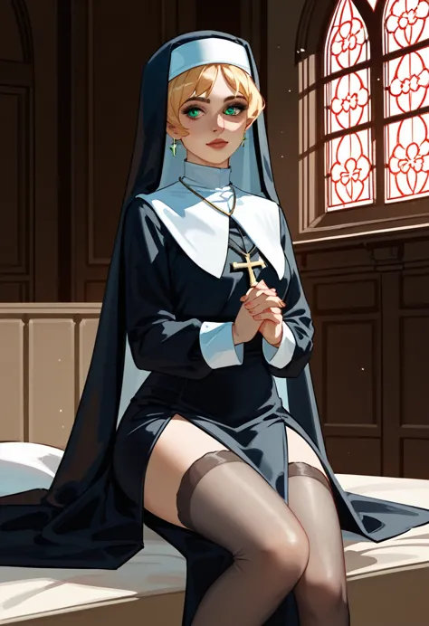 nun，wear transparent stockings内搭nun，wear transparent stockings，性感镂空nun服