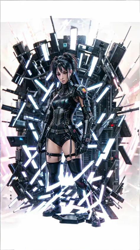 cyberpunk anime characters, change the background to dark industrial night background, skyscreapers in the background