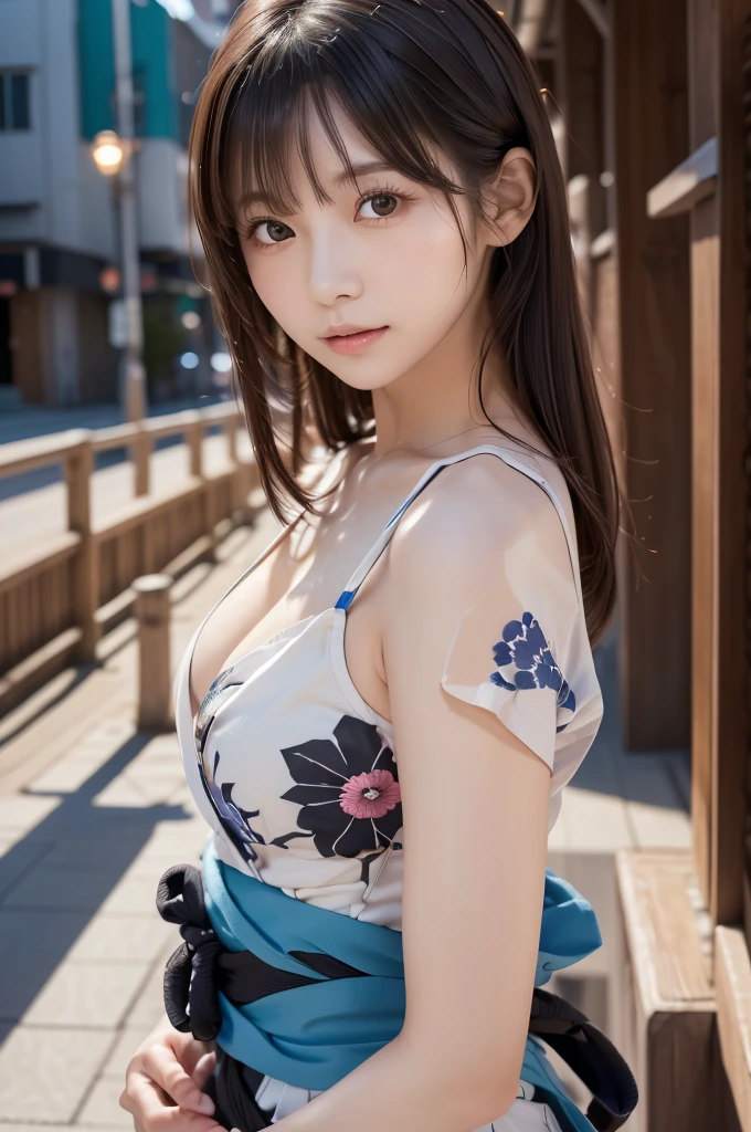 (Beautiful adult woman wearing a yukata:Age 25)、(Masterpiece:1.3,Ultra-high resolution,),(Very detailedな,Caustics),(Realistic:1.4,RAW shooting,)Ultra-Realistic Capture,Very detailed,High resolution 16K suitable for human skin、 The skin texture is natural、、The skin looks healthy、The color is also uniform..、 Use natural light and color,One Woman,Japanese,cute,Black-haired,Medium Hair,(Depth of wrそれten boundary、chromatic aberration、、Wide range of lighting、Natural Shading、)、(Outdoor lighting at night:1.3)、(Hair swaying in the wind:1.2)、