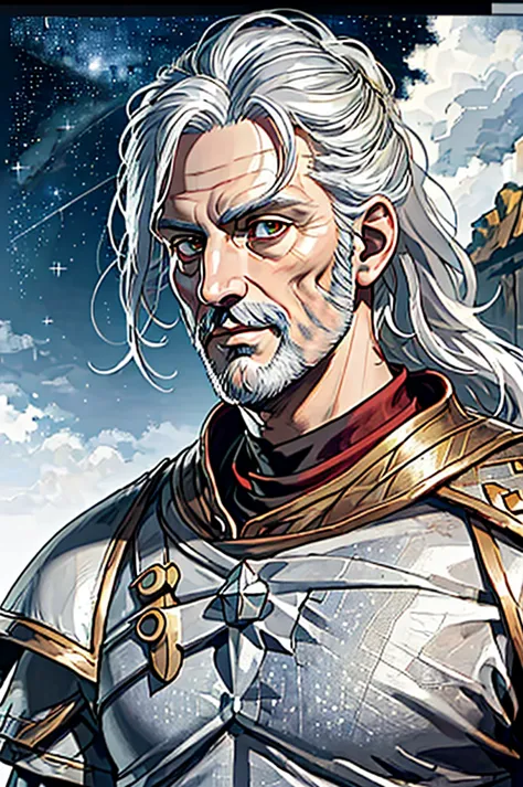 highest quality, masterpiece, high resolution,，（hannibal　barca），（smug face），roman empire，（starry sky_background），old man，anime s...