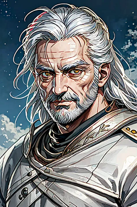 highest quality, masterpiece, high resolution,，（hannibal　barca），（smug face），roman empire，（starry sky_background），old man，anime s...