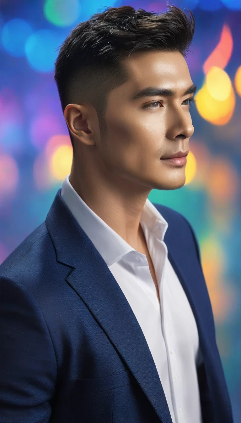 ((a handsome guy, Elegant male model, Full body portrait:1.5)), (Highest quality,4K,8k,High resolution,masterpiece:1.2),Very detailed,(Realistic,photoRealistic,photo-Realistic:1.37), Modeling Pose, High resolution,超High resolution,Studio Lighting,Ultra-fine painting,Sharp focus,Physically Based Rendering,Very detailed説明,Professional,Vibrant colors,Bokeh,Dramatic lighting,Structure of the film