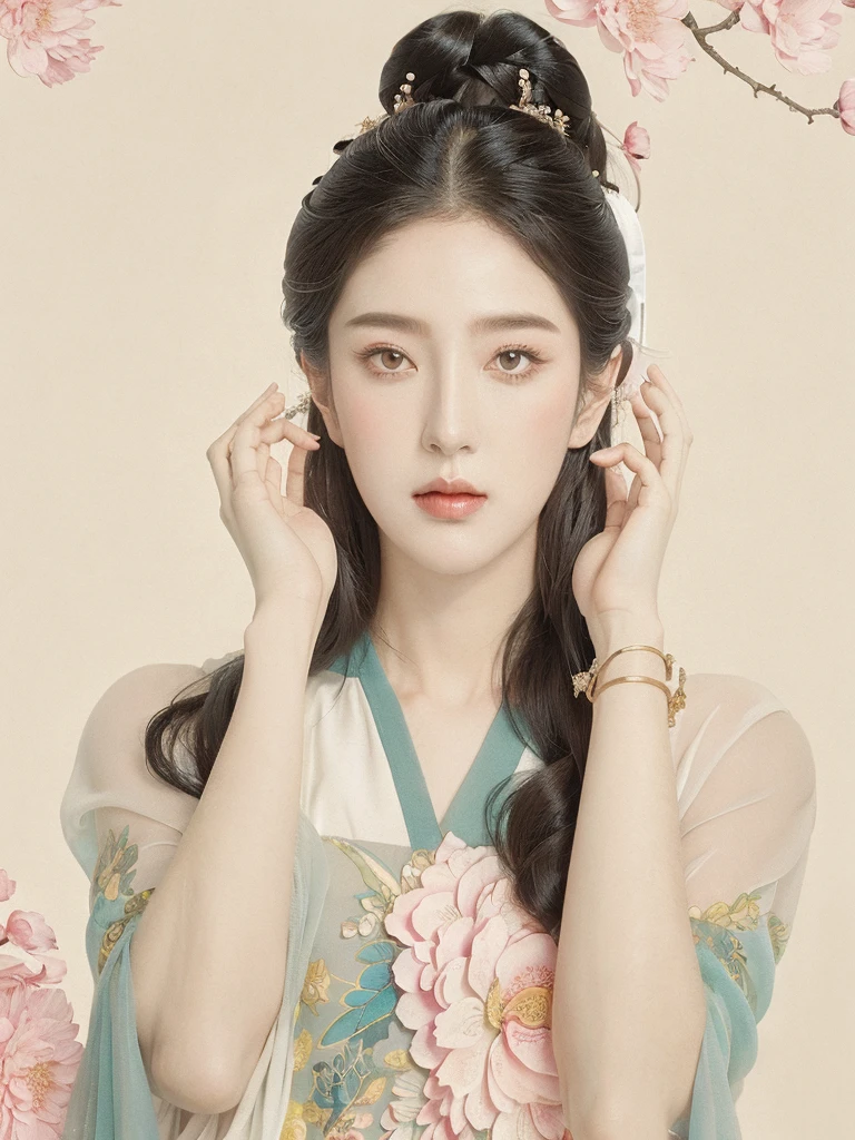 (1 Girl:1.4),Solitary, Gorgeous， Extremely detailed,(Joshua Middleton Comic Cover Art:1.1), (action:1.2),(Concretism:1.2),(Hyperpolarization:1.5),rich and colorful,The most detailed,white gray background, White Hanfu, Pastel colors， (masterpiece, Top quality, best quality, Official Art, beautiful and aesthetic:1.2),