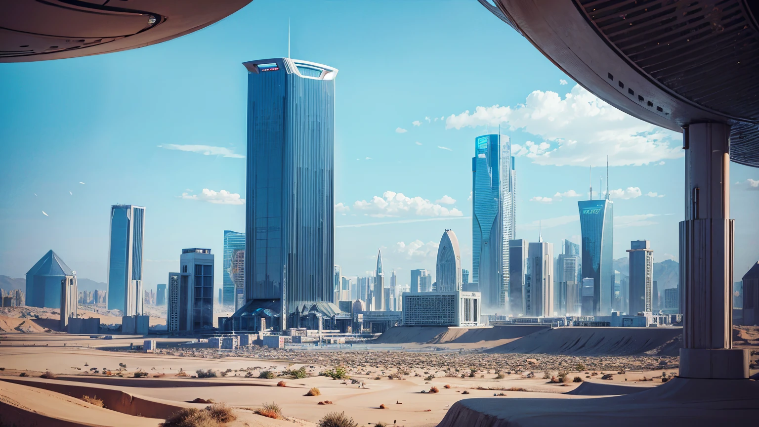 futuristic city in the desert 