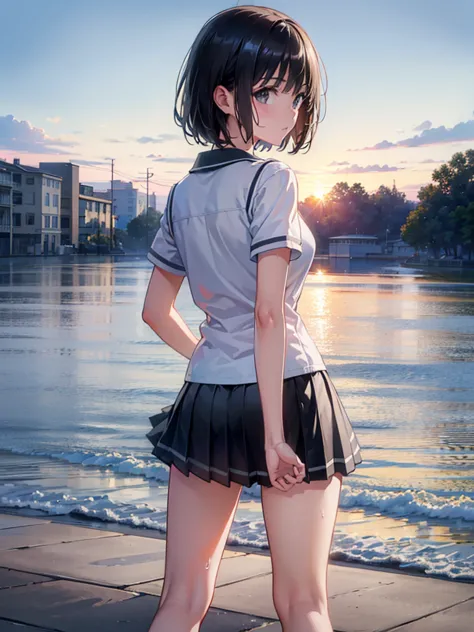 (highest quality, masterpiece, ultra-high resolution, (photorealistic:1.4), raw photos),one girl,chool uniform,(wet:1.1), short ...