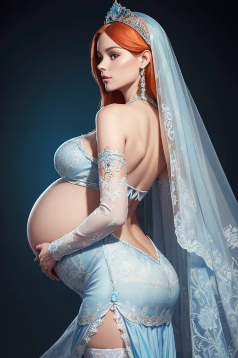 8k, masterpiece, very realistic, full body (sexy pregnant queen 1.2), very slim waist, slim thighs, elaborate detailed high cont...