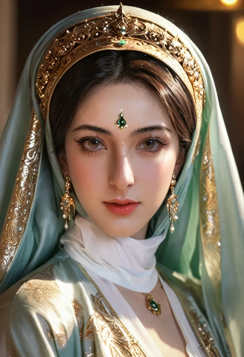 8k, masterpiece, RAW photo, best quality, photorealistic, extremely detailed CG unity 8k wallpaper, Depth of field, Cinematic Light, Lens Flare, Ray tracing, (extremely beautiful face, beautiful lips, beautiful eyes), intricate detail face, ((ultra detailed skin)), best quality, Masterpieces, Super high resolution, (photograph realistic:1.5), Original image, Abaya satin, 1girl muslim, satin abaya, satin, hijab face portrait ((hijabers model)), neutral background, 8k uhd, dslr, soft lighting, high quality, film grain, Fujifilm XT3, covered dress, decent dress, cheerful facial expression.