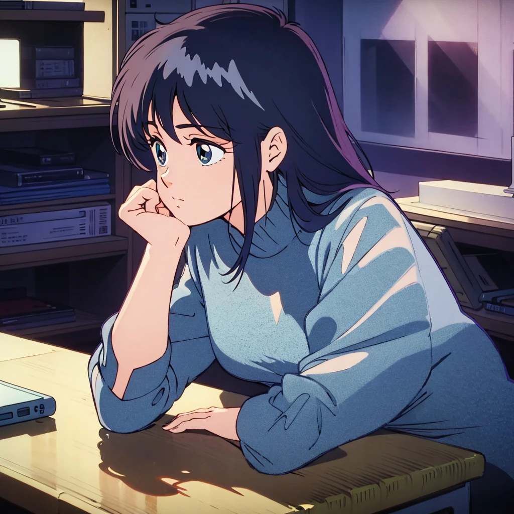 One person, masterpiece, Highest quality, Ayukawa Madoka, Madoka Ayukawa, A woman resting her elbows on the desk and her chin on her right hand,