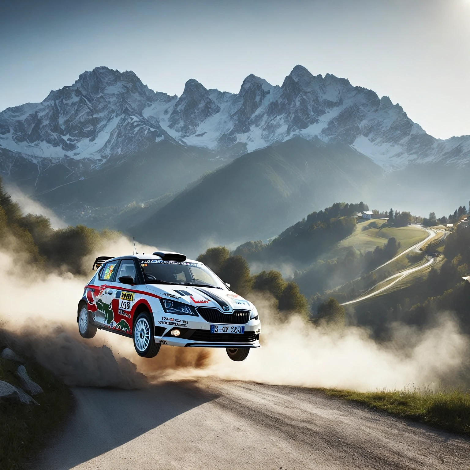 High definition、Škoda Fabia RS Rally2 2024 、Northern Italy、Mountain tarmac course