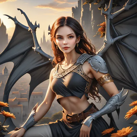 female gargoyle. official art – charecter profile. an award-winning digital masterpiece in 4k ultra hd, extreme detail and intri...