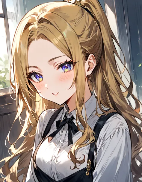 score_9, score_8_up, score_7_up, masterpiece, ultra-detailed, pretty eyes, 1girl,  long hair, gold hair, forehead, sidelocks, hi...