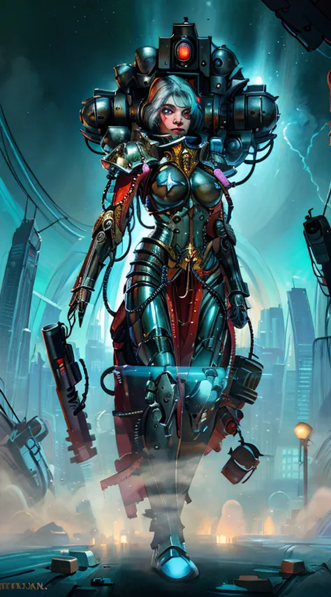 a robot girl adepta sororitas with a futuristic appearance and advanced technology, (ultra-detailed,realistic:1.37), [prostituta...