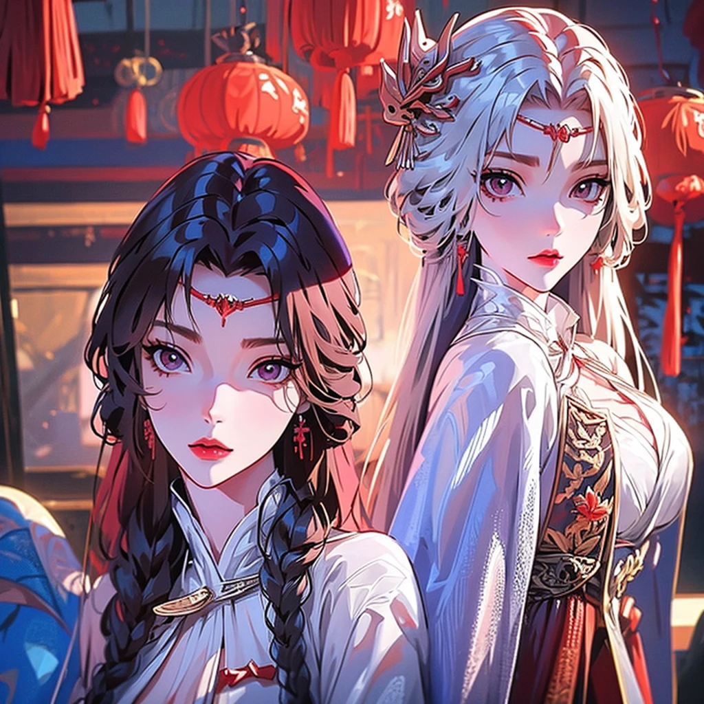 ((1 woman)), (one person),,big boobs,slim but curved body, (white long hair), (red Eye's), cold beauty, wearing Chinese crown,  wearing Chinese outfit, ((high quality)), ((4k)), flying above a Sword, ((detailed eyes)), perfect face,, ((perfect body)), (perfect hands), (no blemish), (detailed shading), red demonic sect in the background, (detailed background), (detailed color), (masterpiece), (looking at the viewers) ,